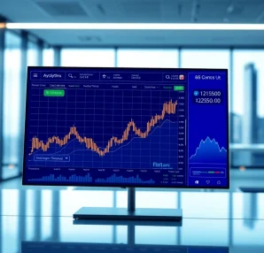 Engaging kyberswap digital trading interface showcasing live analytics in a modern office.