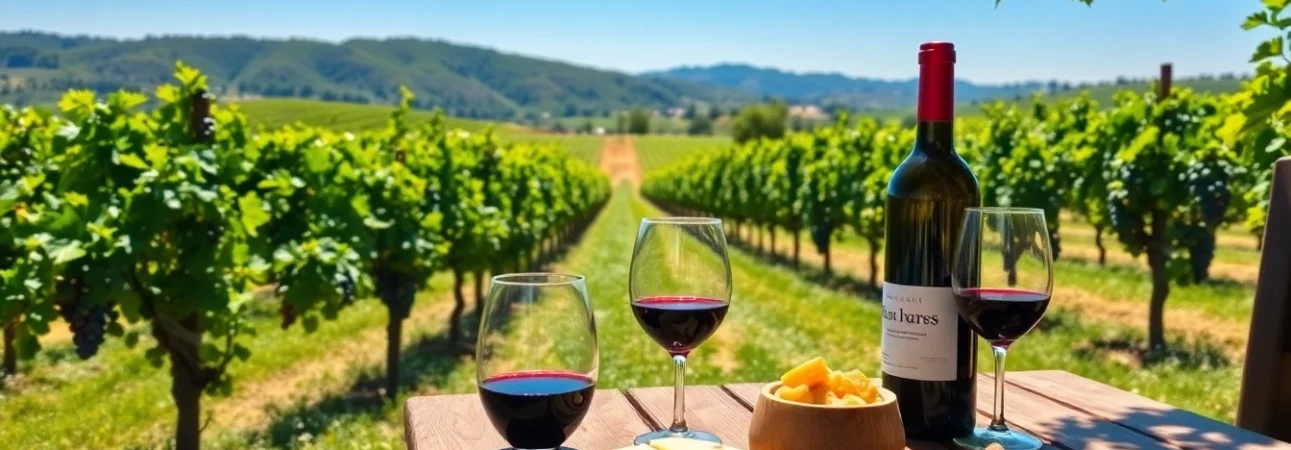Visitors enjoying wine tasting at Sacramento wineries with scenic vineyard views.