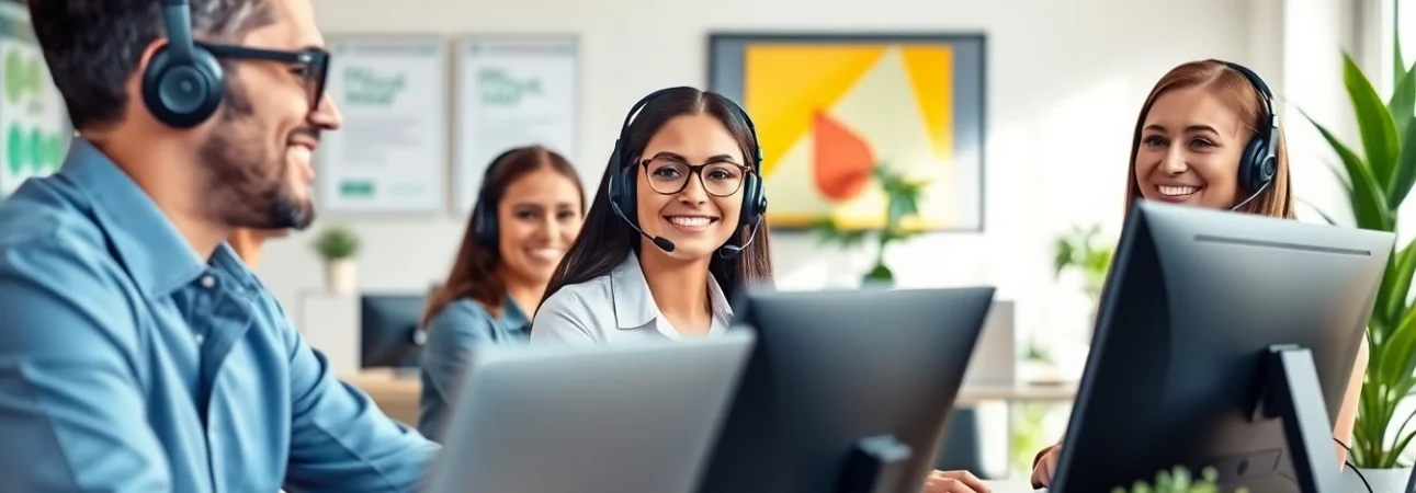 Showcasing a professional team exemplifying the Best Outsourced Customer Service in a dynamic office setting.
