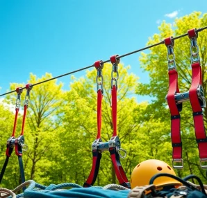 Engaging display of ZIP WIRE KITS in a vibrant outdoor adventure setting.