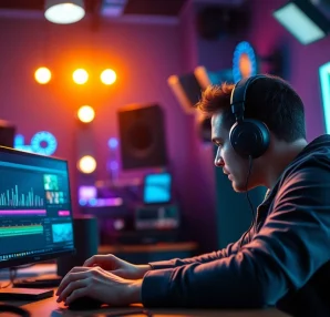 Editing Post Production Toronto session highlighting the modern editing equipment and professional atmosphere.