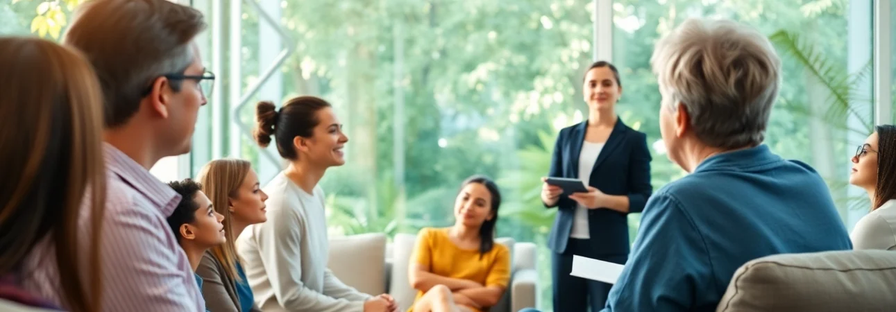 Participants learning effective techniques for dealing with stress in a calming workshop environment.