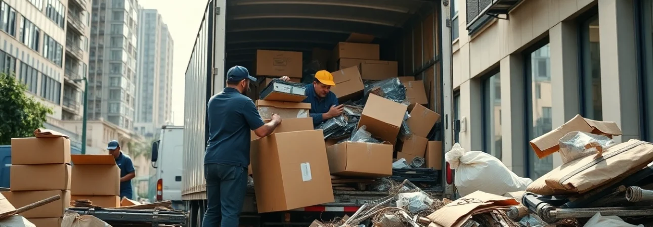 Efficient rubbish removal team managing Cheap Rubbish Removal in an urban environment.