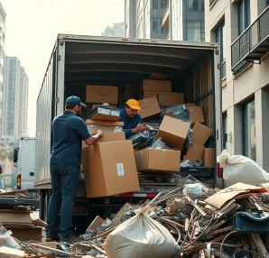 Efficient rubbish removal team managing Cheap Rubbish Removal in an urban environment.