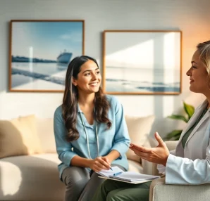 Engaging therapy session for anxiety treatment dubai with tranquil clinic atmosphere.