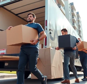 Efficient Bronx movers expertly loading furniture, illustrating smooth relocation services.