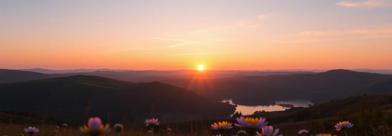 Enhance your understanding of dawn digital through a serene sunrise landscape with vibrant colors.