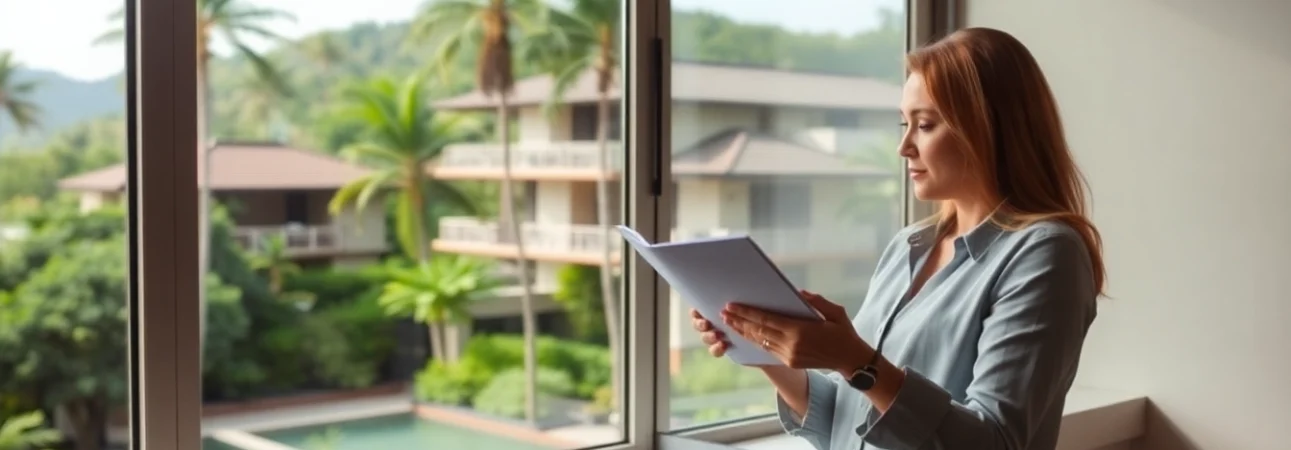 Enhance your experience with Phuket property management through detailed listings of villas surrounded by greenery.